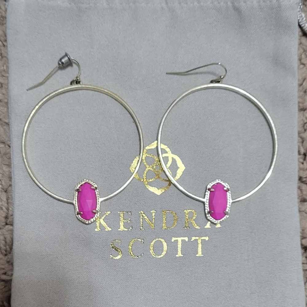 Kendra Scott Gold and Pink Hoop Earrings